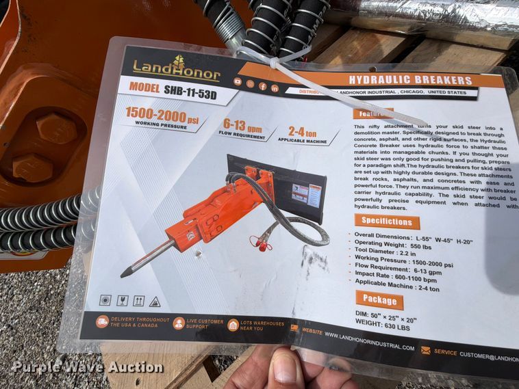 image for item EQ8062 2025 LandHonor SHB-11-53D skid steer breaker