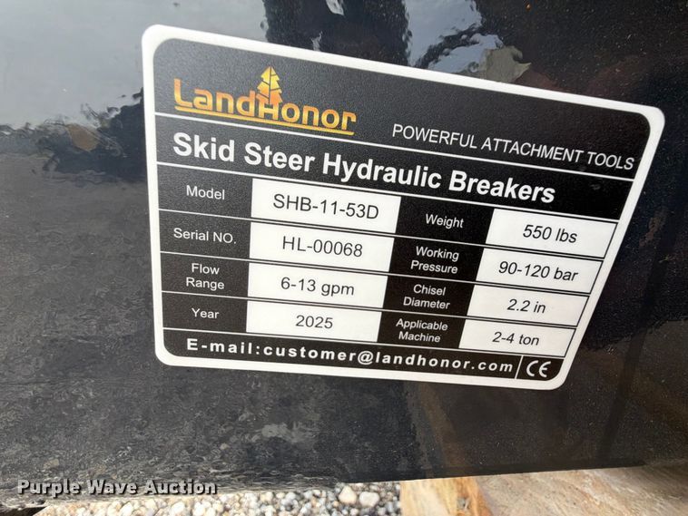 image for item EQ8062 2025 LandHonor SHB-11-53D skid steer breaker