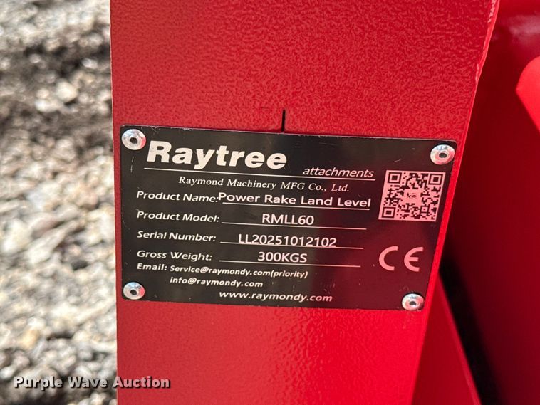 image for item ET6440 Raytree RMLL60 skid steer power rake