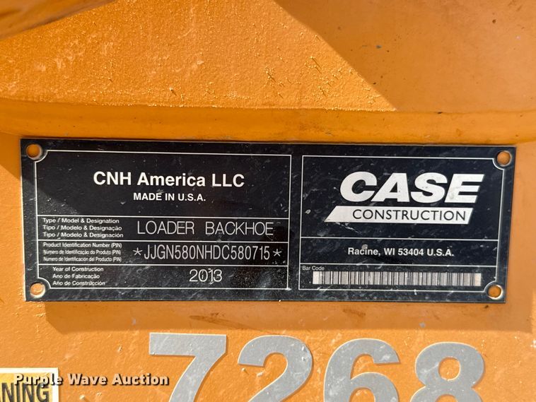 image for item ET6448 2013 Case 580N backhoe