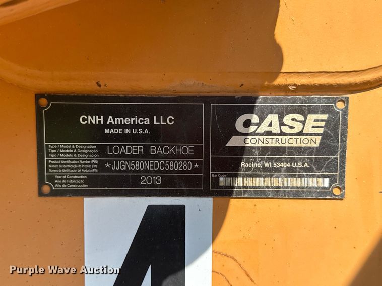 image for item ET6451 2013 Case 580N backhoe