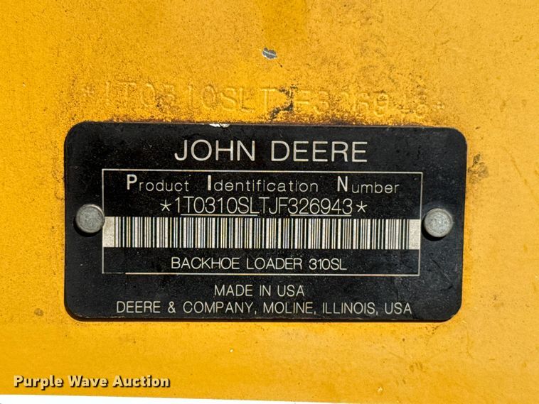 image for item ET6453 2018 John Deere 310SL backhoe