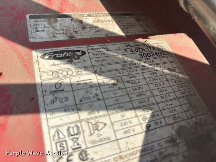 image for item EU5734 (2) Fronius TPS 400i welders
