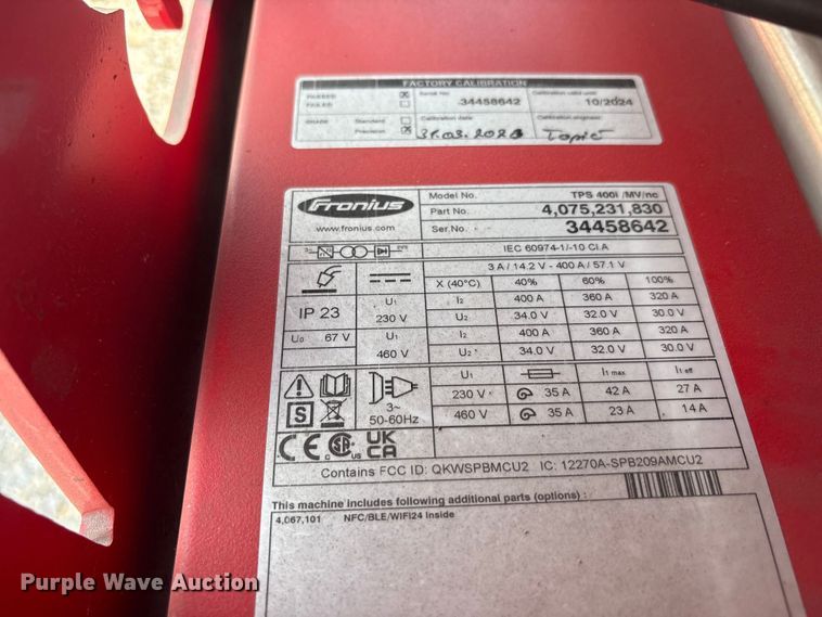 image for item EU5734 (2) Fronius TPS 400i welders
