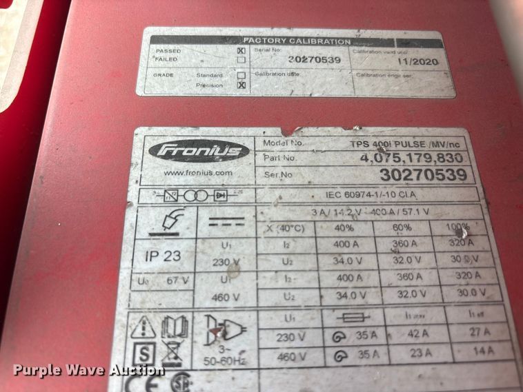 image for item EU5736 (2) Fronius TPs400i coolant welders