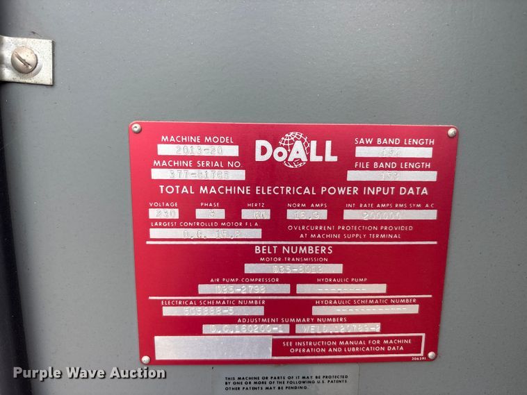 image for item EU5737 DoALL 2013-20 band saw