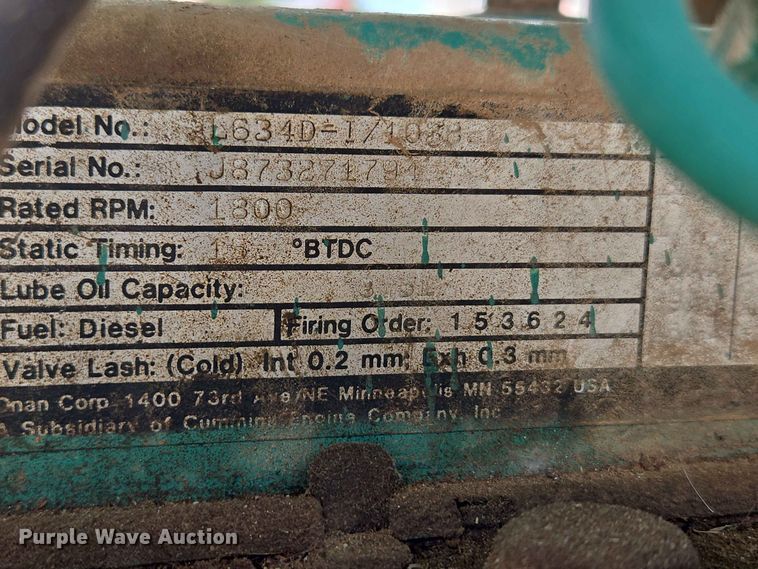 image for item EW0389 Onan 30.0DL6-15R/12771D generator