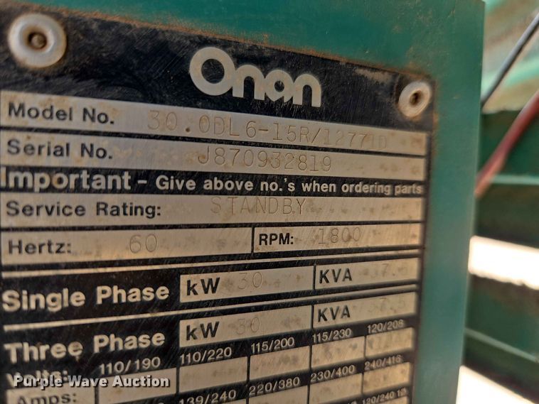 image for item EW0389 Onan 30.0DL6-15R/12771D generator
