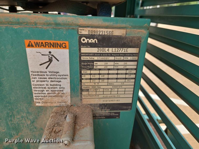image for item EW0391 Onan 20DL4L12771E generator