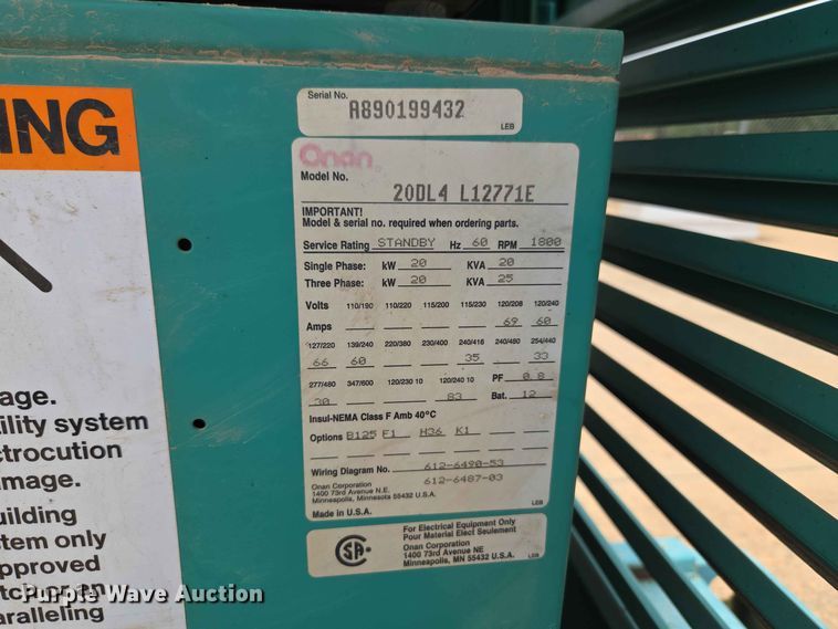 image for item EW0392 Onan 20DL4L12771E 