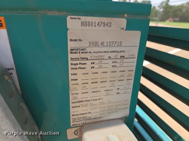 image for item EW0393 Onan 20DL4L12771D generator