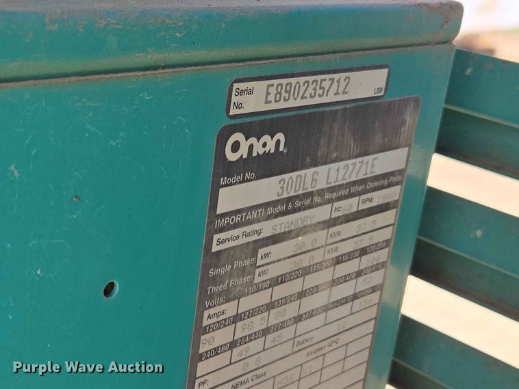 image for item EW0394 Onan 30DL6L12771E generator