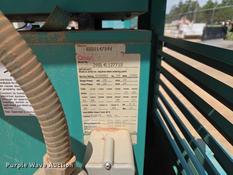 image for item EW0395 Onan 20DL4L12771D generator