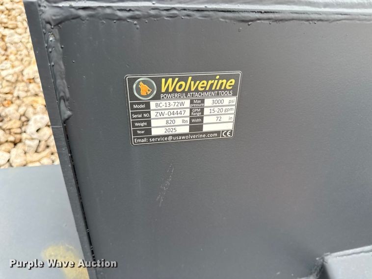 image for item EX2013 2025 Wolverine BC-13-72W skid steer brush mower