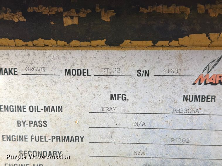 image for item EX3001 1978 Grove RT522 crane