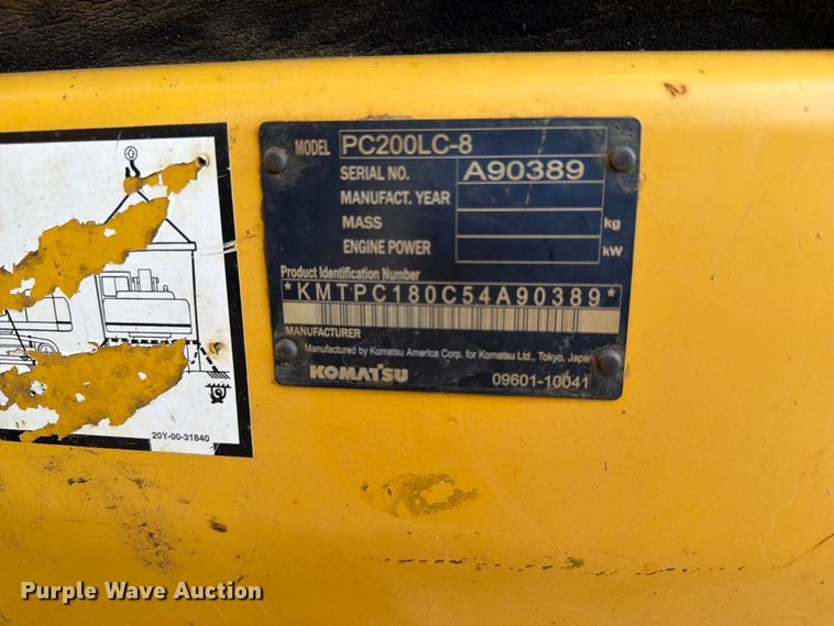 image for item EX3994 2011 Komatsu PC200LC-8 excavator