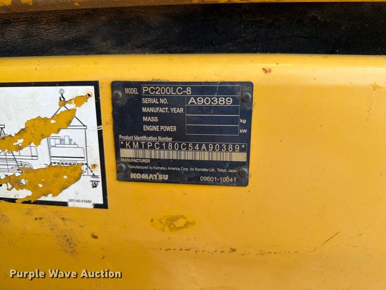image for item EX3994 2011 Komatsu PC200LC-8 excavator