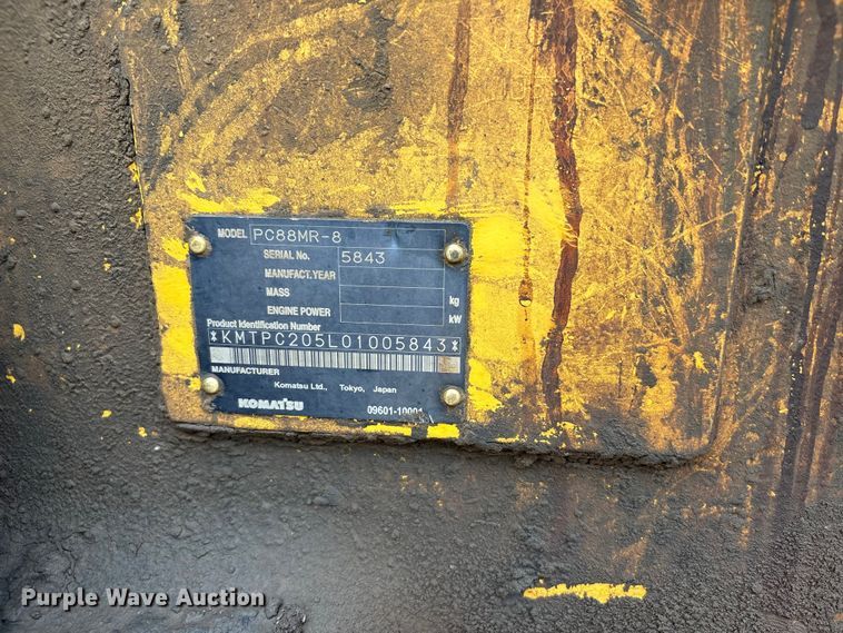 image for item EX3995 2012 Komatsu PC88MR-8 mini excavator