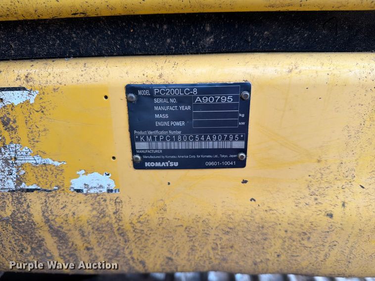 image for item EX3997 2012 Komatsu PC200LC-8 excavator