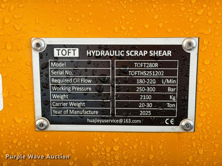 image for item EX3999 2025 Toft TOFT280R excavator shear