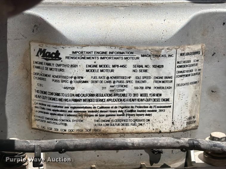 image for item EX4012 2014 Mack CHU613 semi truck