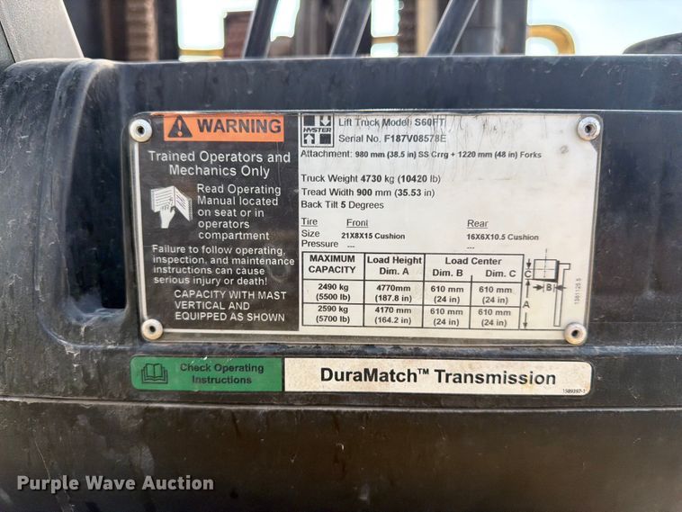 image for item FB7465 Hyster Fortis 60 S60FT forklift