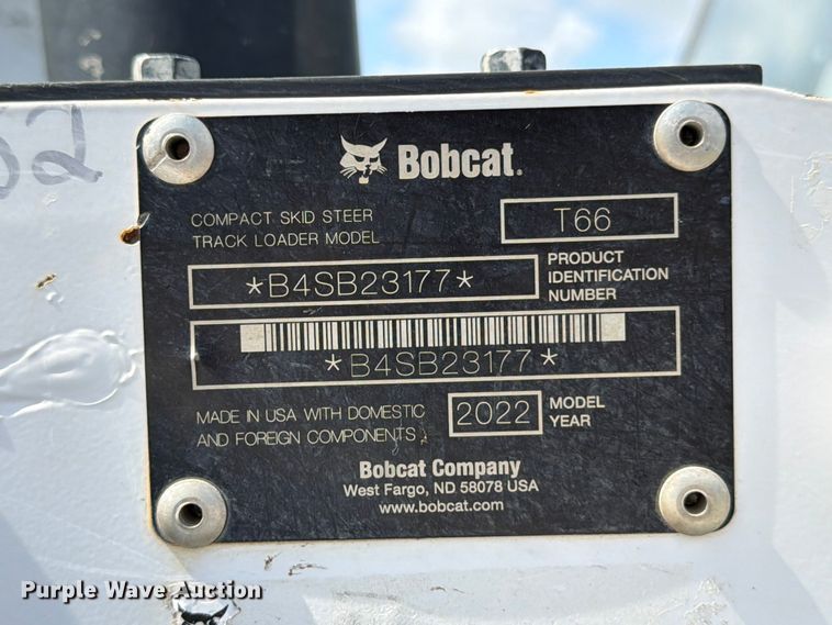 image for item FB8249 2022 Bobcat T66 tracked skid steer loader