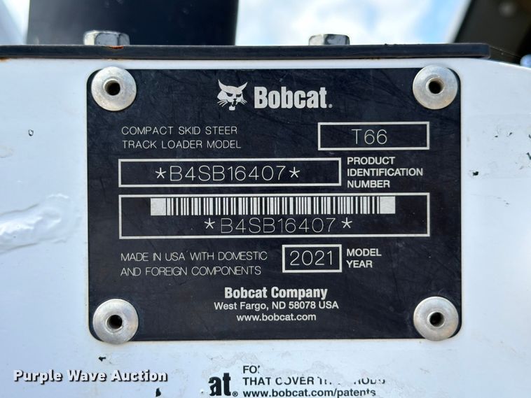 image for item FB8250 2021 Bobcat T66 tracked skid steer loader