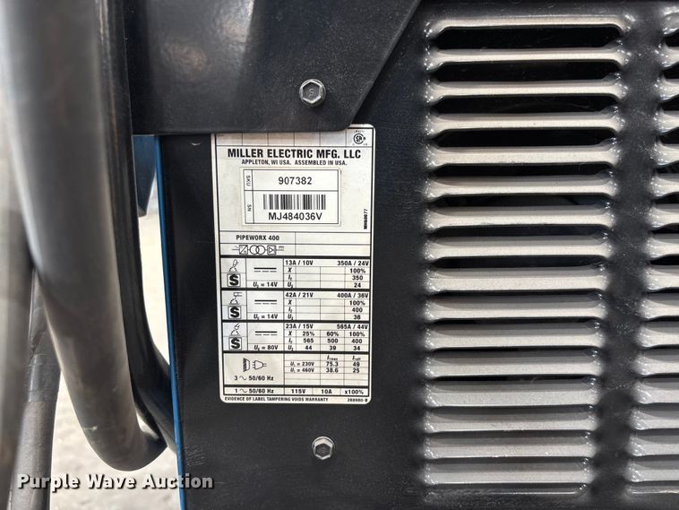 image for item FC1712 Miller PipeWorx 400 welder