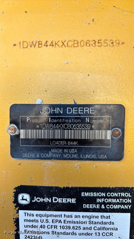image for item FC1827 2011 John Deere 844K wheel loader
