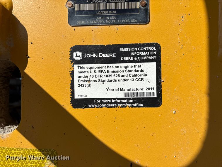 image for item FC1827 2011 John Deere 844K wheel loader