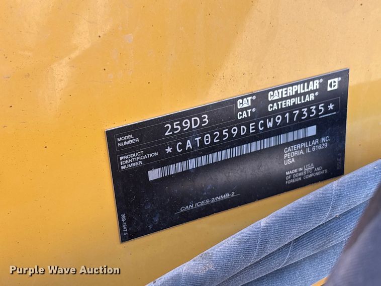 image for item FC2455 2022 Caterpillar 259D3 tracked skid steer loader
