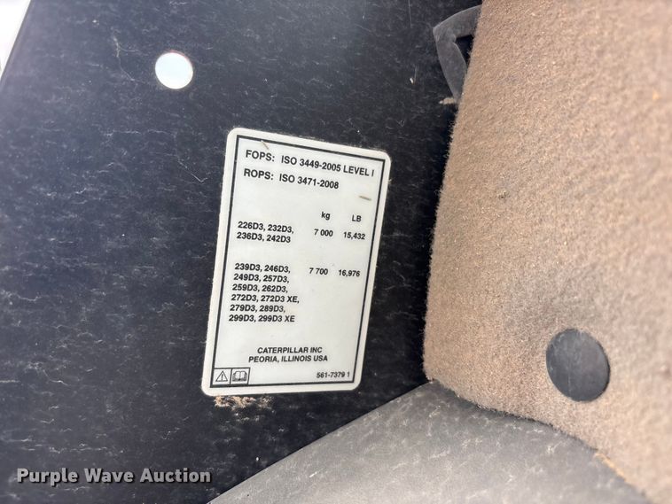 image for item FC2485 2021 Caterpillar 259D3 tracked skid steer loader