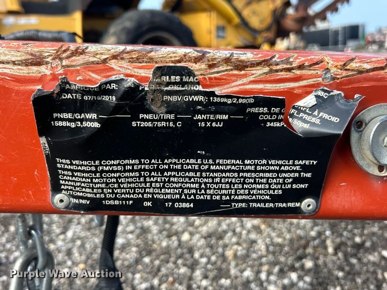image for item FC2860 2019 Ditch Witch S3C equipment trailer