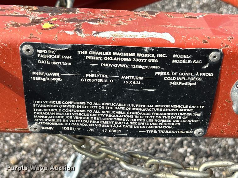 image for item FC2861 2019 Ditch Witch S3C equipment trailer