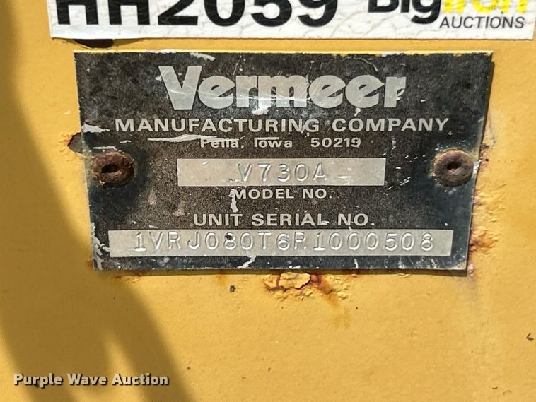 image for item FC2869 Vermeer V703A backhoe attachment