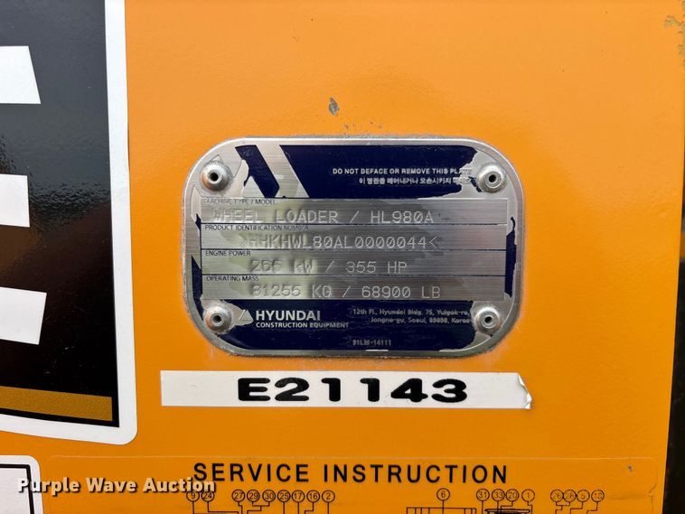 image for item FG0476 Hyundai HL980A wheel loader