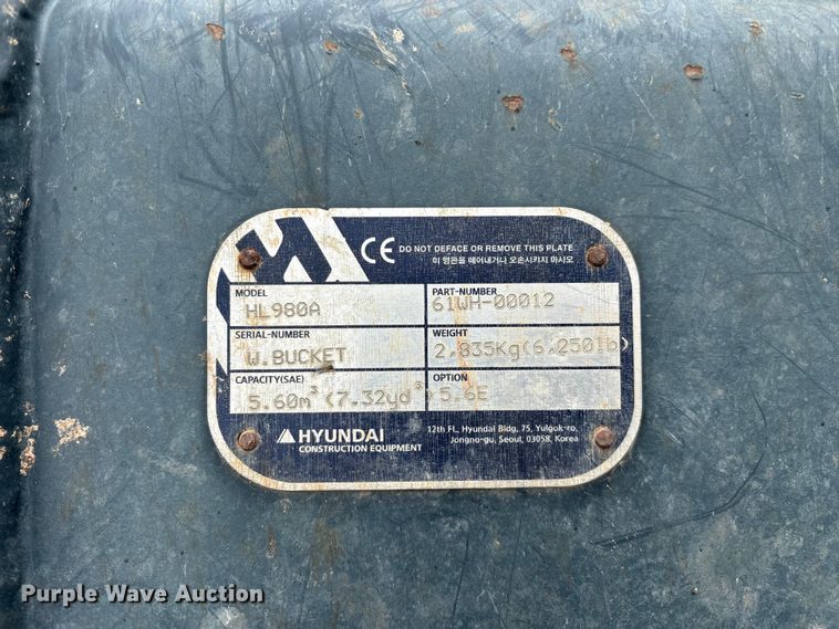 image for item FG0478 2023 Hyundai HL980A wheel loader