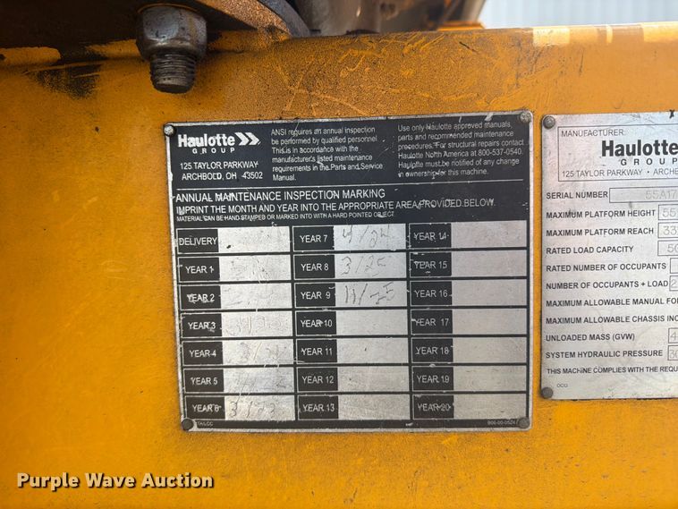 image for item FI0258 2017 Haulotte 5533A boom lift