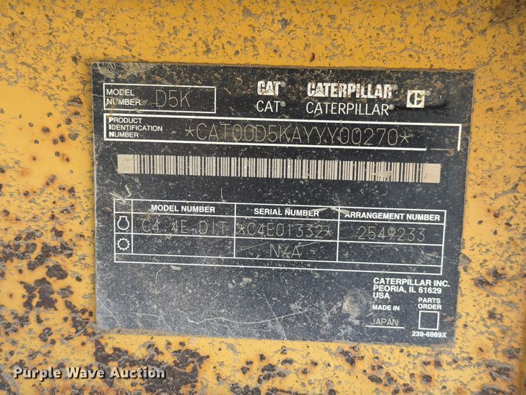 image for item FI1009 2008 Caterpillar D5K pipelayer