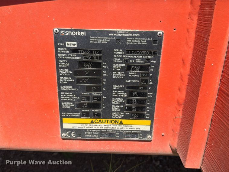 image for item FN5745 2005 Snorkel TR42 DZ boom lift