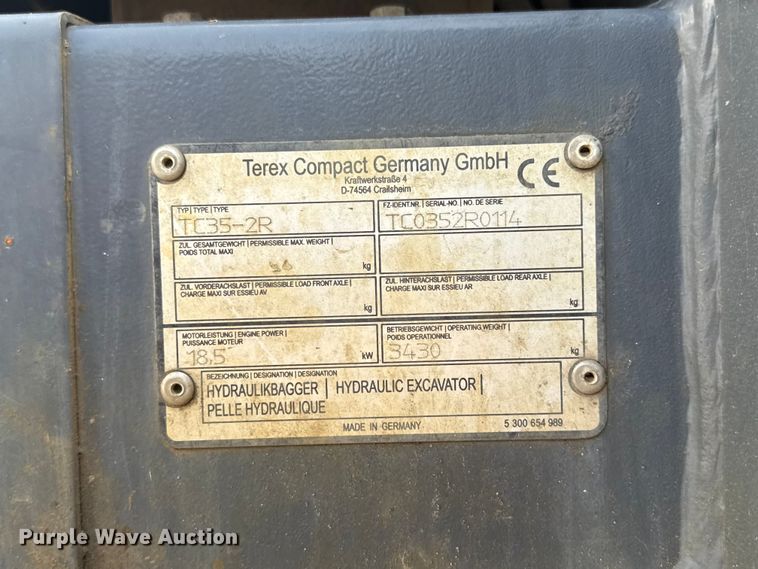 image for item FO4501 Terex TC352R mini excavator