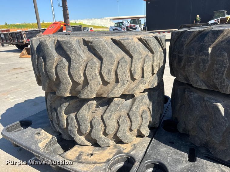 image for item NJ9227 (4) Deestone 14-17.5 skid steer tires and wheels