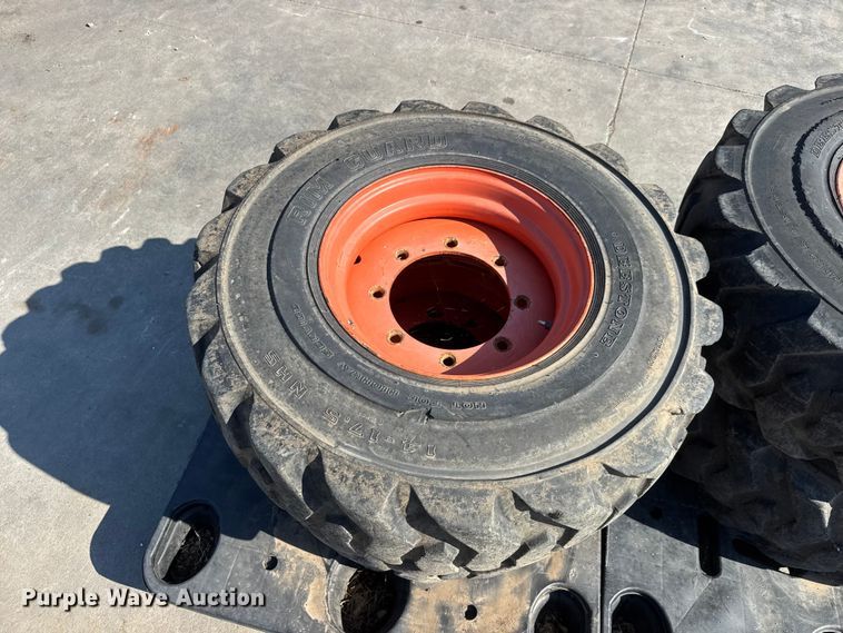 image for item NJ9227 (4) Deestone 14-17.5 skid steer tires and wheels