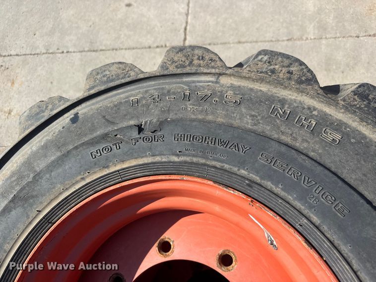 image for item NJ9227 (4) Deestone 14-17.5 skid steer tires and wheels