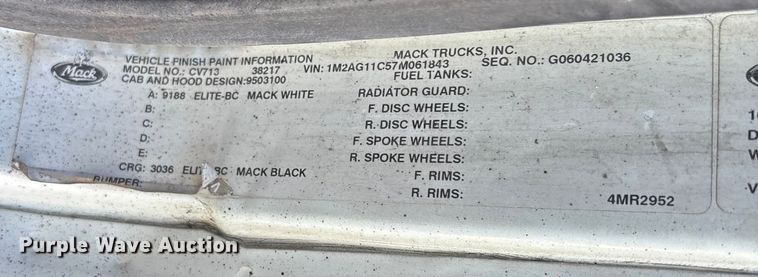 image for item YA1152 2007 Mack Granite CV713 dump truck