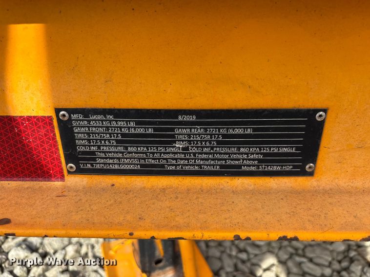 image for item YA3090 2020 Lucon 5T142BW-HDP equipment trailer