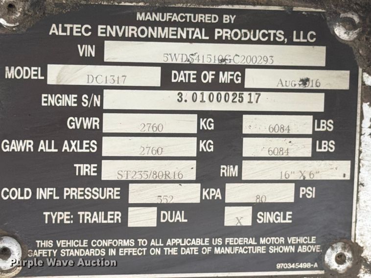 image for item YA3285 2016 Altec DC1317 wood chipper
