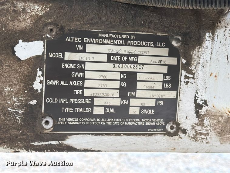 image for item YA3285 2016 Altec DC1317 wood chipper