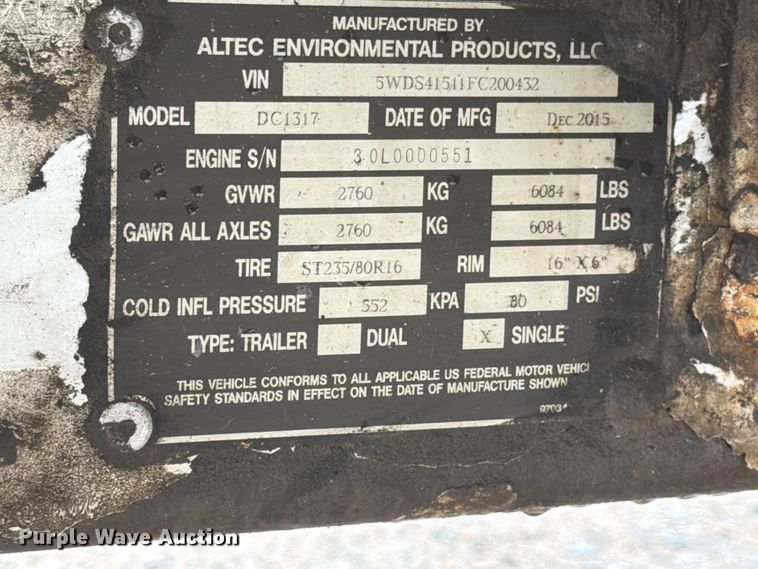 image for item YA3297 2016 Altec DC1317 wood chipper